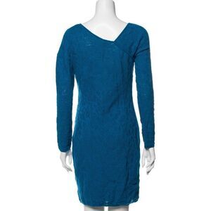 M Missoni asymmetrical neckline mini knit sheath dress in teal  size 8 EUC